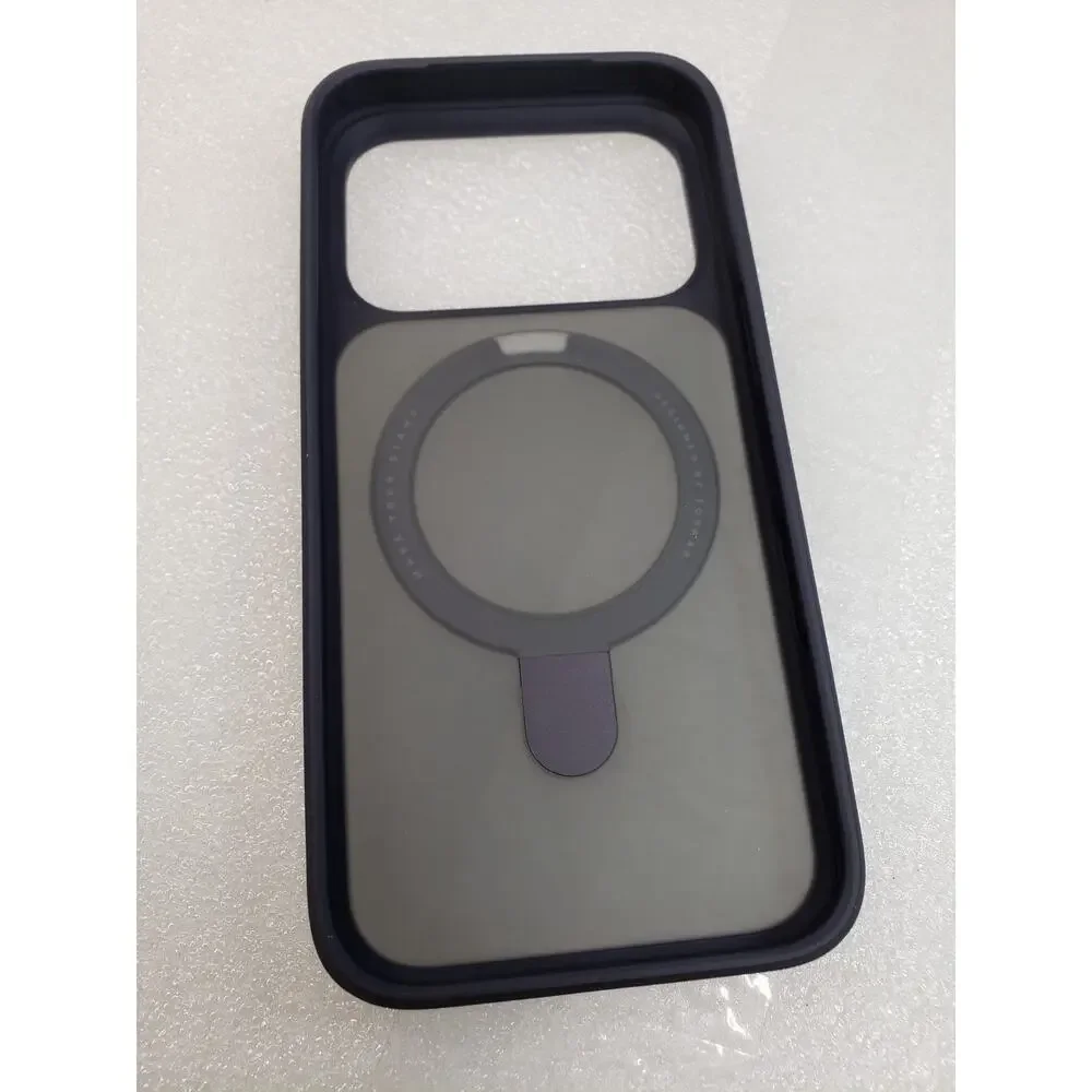 TORRAS Magnetic Stand Case for iPhone 17 Pro – Navy Blue / Matte Frosted Clear